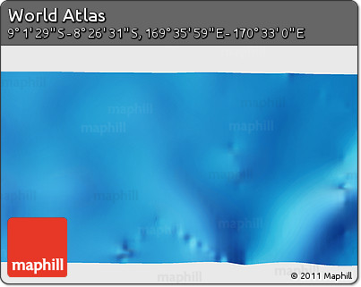 Shaded Relief 3D Map of the Area around 8° 44' 0" S, 170° 4' 29" E