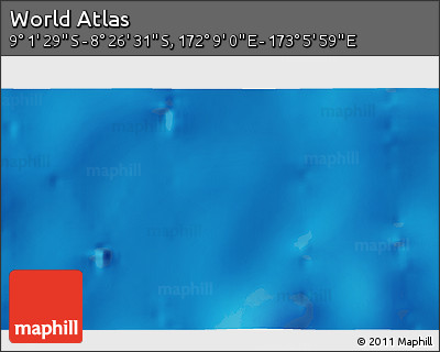 Shaded Relief 3D Map of the Area around 8° 44' 0" S, 172° 37' 30" E