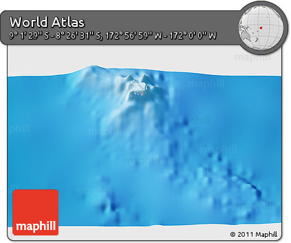 Shaded Relief 3D Map of the Area around 8° 44' 0" S, 172° 28' 29" W