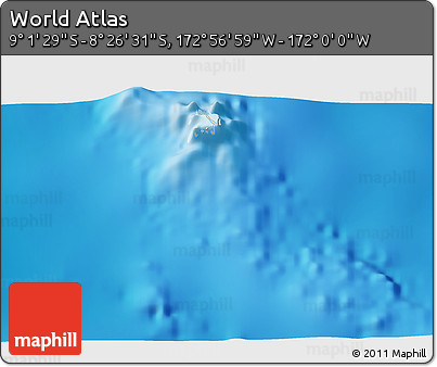 Shaded Relief 3D Map of the Area around 8° 44' 0" S, 172° 28' 29" W