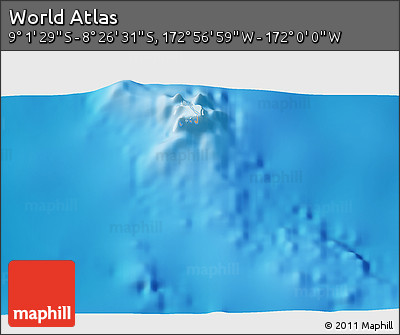 Shaded Relief 3D Map of the Area around 8° 44' 0" S, 172° 28' 29" W