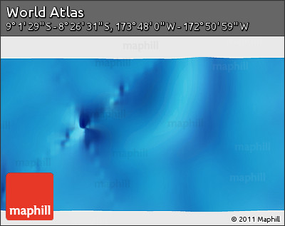 Physical 3D Map of the Area around 8° 44' 0" S, 173° 19' 29" W