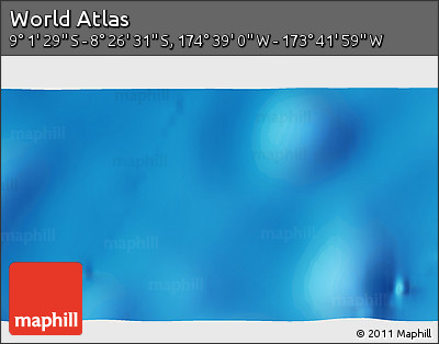 Physical 3D Map of the Area around 8° 44' 0" S, 174° 10' 30" W