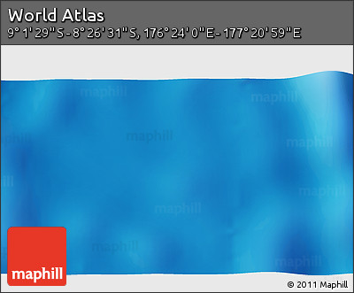 Shaded Relief 3D Map of the Area around 8° 44' 0" S, 176° 52' 30" E
