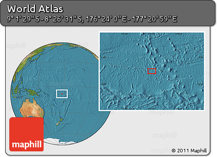 Satellite Location Map of the Area around 8° 44' 0" S, 176° 52' 30" E