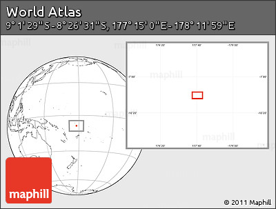 Blank Location Map of the Area around 8° 44' 0" S, 177° 43' 29" E