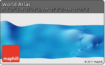 Shaded Relief Panoramic Map of the Area around 8° 44' 0" S, 177° 43' 29" E