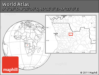 Blank Location Map of the Area around 8° 44' 0" S, 17° 4' 30" E