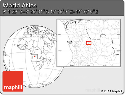 Blank Location Map of the Area around 8° 44' 0" S, 17° 4' 30" E