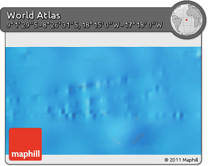 Physical 3D Map of the Area around 8° 44' 0" S, 17° 46' 29" W
