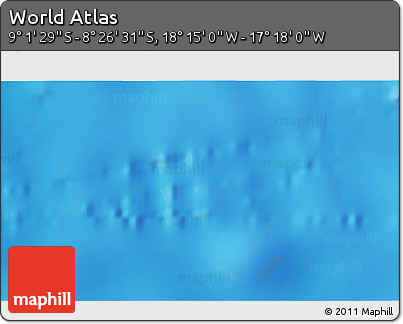 Physical 3D Map of the Area around 8° 44' 0" S, 17° 46' 29" W