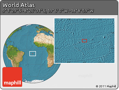 Satellite Location Map of the Area around 8° 44' 0" S, 18° 37' 30" W