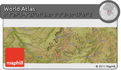 Satellite Panoramic Map of the Area around 8° 44' 0" S, 20° 28' 30" E