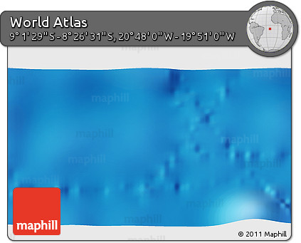 Shaded Relief 3D Map of the Area around 8° 44' 0" S, 20° 19' 30" W