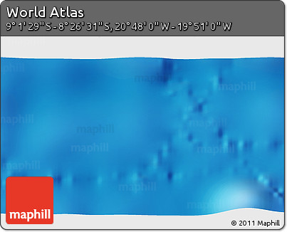 Shaded Relief 3D Map of the Area around 8° 44' 0" S, 20° 19' 30" W