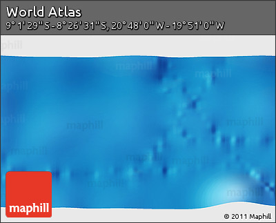 Shaded Relief 3D Map of the Area around 8° 44' 0" S, 20° 19' 30" W
