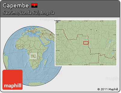 Savanna Style Location Map of Capembe, hill shading