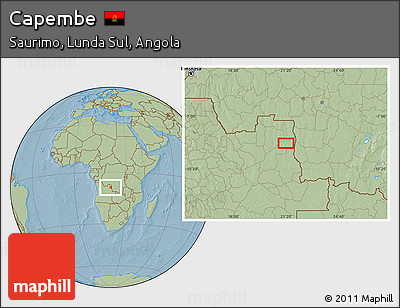 Savanna Style Location Map of Capembe, hill shading