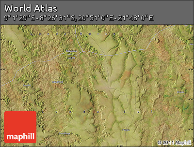 Satellite Map of the Area around 8° 44' 0" S, 21° 19' 30" E