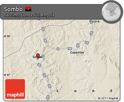Shaded Relief Map of Sombo