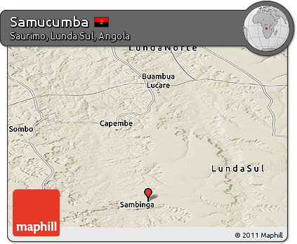 Shaded Relief Panoramic Map of Samucumba