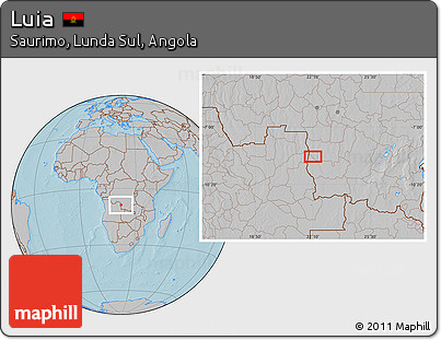 Gray Location Map of Luia, hill shading