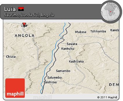 Shaded Relief Panoramic Map of Luia