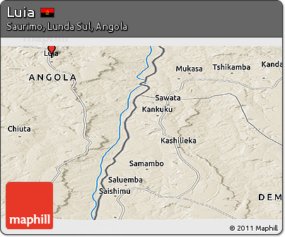 Shaded Relief Panoramic Map of Luia