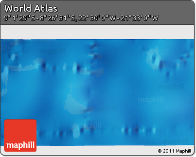 Physical 3D Map of the Area around 8° 44' 0" S, 22° 1' 29" W
