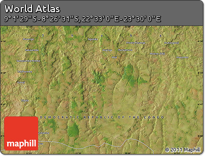 Satellite Map of the Area around 8° 44' 0" S, 23° 1' 29" E