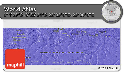 Political Panoramic Map of the Area around 8° 44' 0" S, 23° 1' 29" E