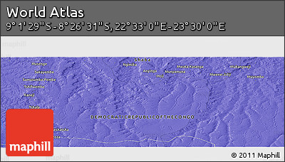 Political Panoramic Map of the Area around 8° 44' 0" S, 23° 1' 29" E