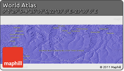 Political Panoramic Map of the Area around 8° 44' 0" S, 23° 1' 29" E