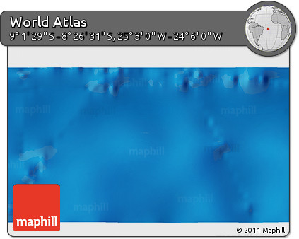 Shaded Relief 3D Map of the Area around 8° 44' 0" S, 24° 34' 30" W
