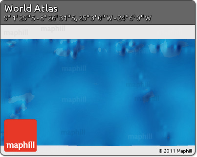 Shaded Relief 3D Map of the Area around 8° 44' 0" S, 24° 34' 30" W