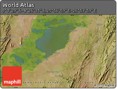 Satellite Map of the Area around 8° 44' 0" S, 26° 25' 29" E