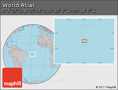 Gray Location Map of the Area around 8° 44' 0" S, 26° 16' 29" W