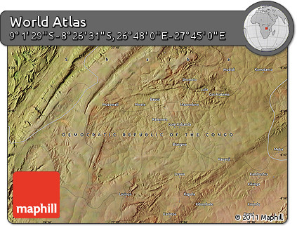 Satellite Map of the Area around 8° 44' 0" S, 27° 16' 29" E