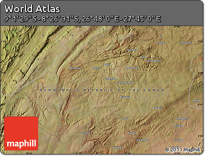 Satellite Map of the Area around 8° 44' 0" S, 27° 16' 29" E