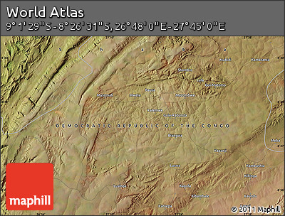 Satellite Map of the Area around 8° 44' 0" S, 27° 16' 29" E