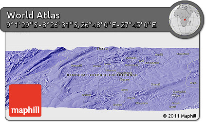 Political Panoramic Map of the Area around 8° 44' 0" S, 27° 16' 29" E