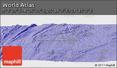 Political Panoramic Map of the Area around 8° 44' 0" S, 27° 16' 29" E