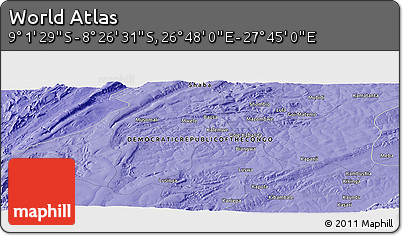 Political Panoramic Map of the Area around 8° 44' 0" S, 27° 16' 29" E
