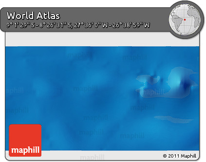 Physical 3D Map of the Area around 8° 44' 0" S, 27° 7' 30" W