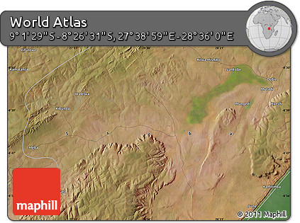 Satellite Map of the Area around 8° 44' 0" S, 28° 7' 30" E