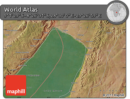 Satellite Map of the Area around 8° 44' 0" S, 28° 58' 30" E