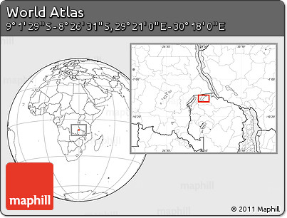 Blank Location Map of the Area around 8° 44' 0" S, 29° 49' 30" E