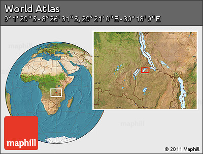 Satellite Location Map of the Area around 8° 44' 0" S, 29° 49' 30" E