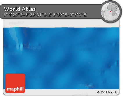 Shaded Relief 3D Map of the Area around 8° 44' 0" S, 2° 37' 30" E
