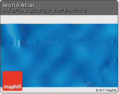 Shaded Relief 3D Map of the Area around 8° 44' 0" S, 2° 37' 30" E